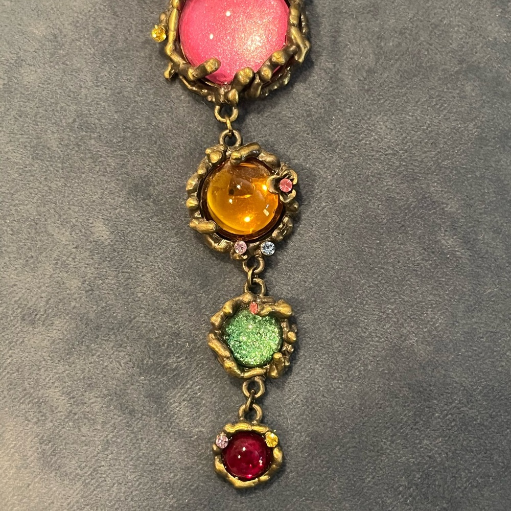 Victorian-Inspired Red and Pink Y-Shaped Necklace - Picture 5 of 7